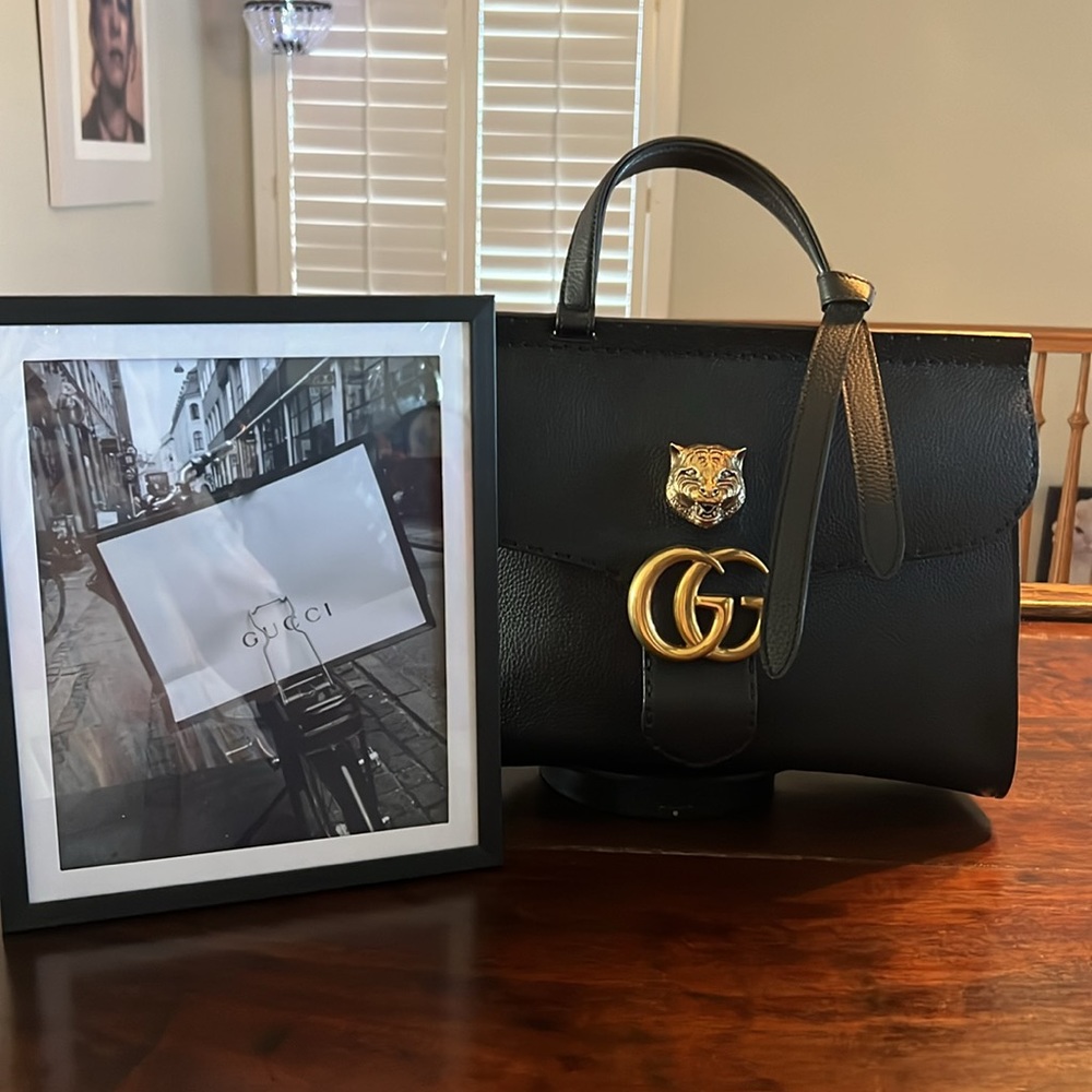 GUCCI GG Marmont Animalier Top-Handle Tote - Picture 3 of 17